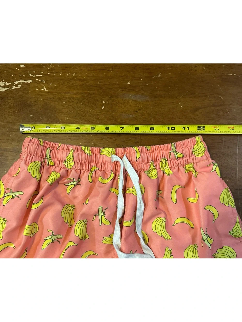 Men’s Pink Swim Trunks with Yellow Banana Print